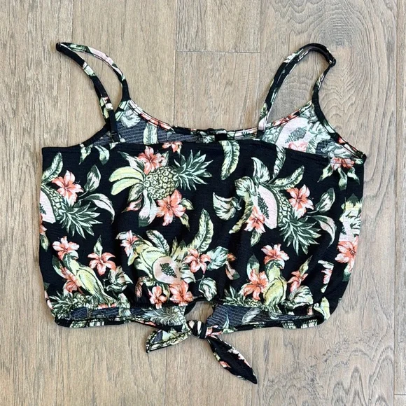 H&M Divided Women’s Black Floral Tie-Hem Jersey Camisole Top Size Small - Picture 4 of 7